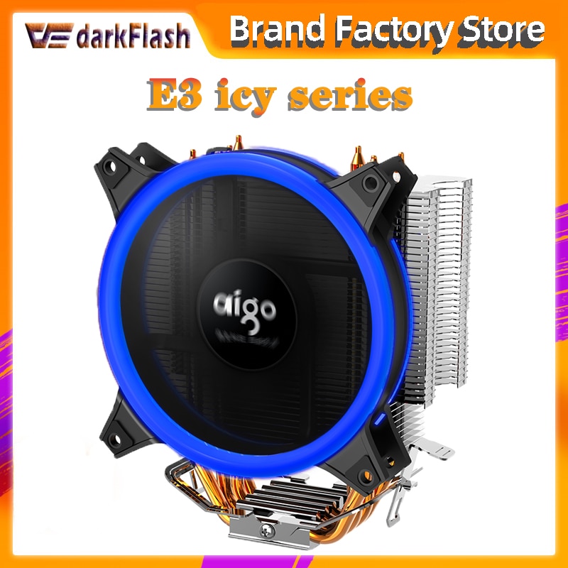 Aigo  e3 computerkasse cpu køler radiator aluminium 12v processor køler 4 heatpipes cpu køler køleventilator til intel  am2/am3/am4