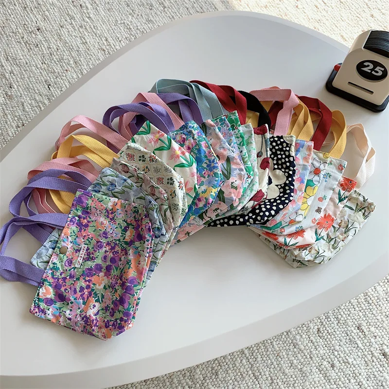 Dames Schoonheid Bloem Canvas Tas Buiten Winkelen Toilettas Telefoon Oagnzier Opbergzakken Koreaanse Doek Handtassen Lunchbox Bento Tas