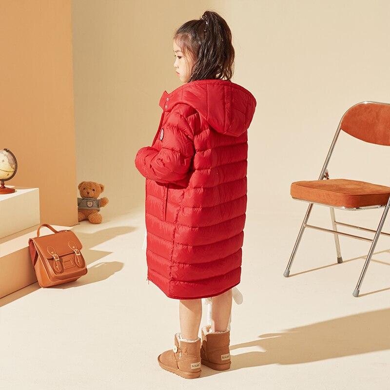 TON LION KIDS Winter Korean Casual Warm Girls Long Down Jacket 5-12 Years Old Baby Girl Winter Coat Winter for Girls