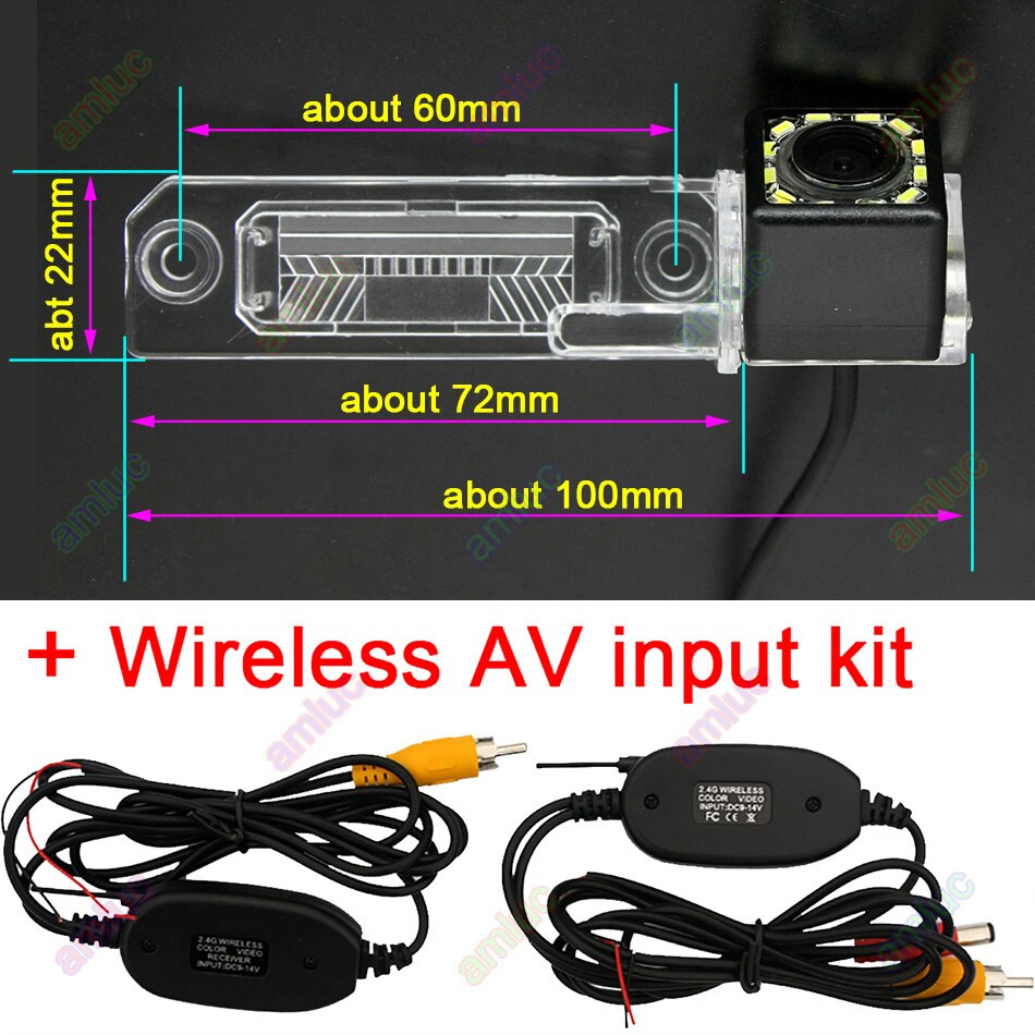 Vehicle Wireless Car Camera Monitor for VW Skoda Superb Magotan Touran Passat Jetta Caddy Golf Multivan T5 Transporter Bora Polo: 12led Wireless