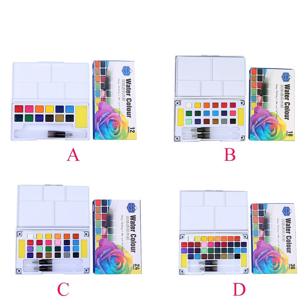 12/18/24/36 Kleuren Metallic Aquarel Glinsterende Solid Metallic Aquarel Verf Set Verven Aquarel Water Borstel Verf Set