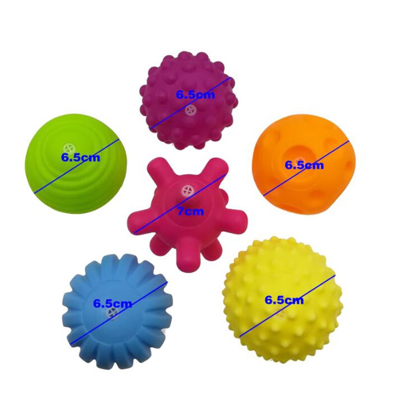 6 -teiliges baby-spielballset zur förderung des #39 ; spielzeug für die hand- und fingerübungen; weicher massageball.