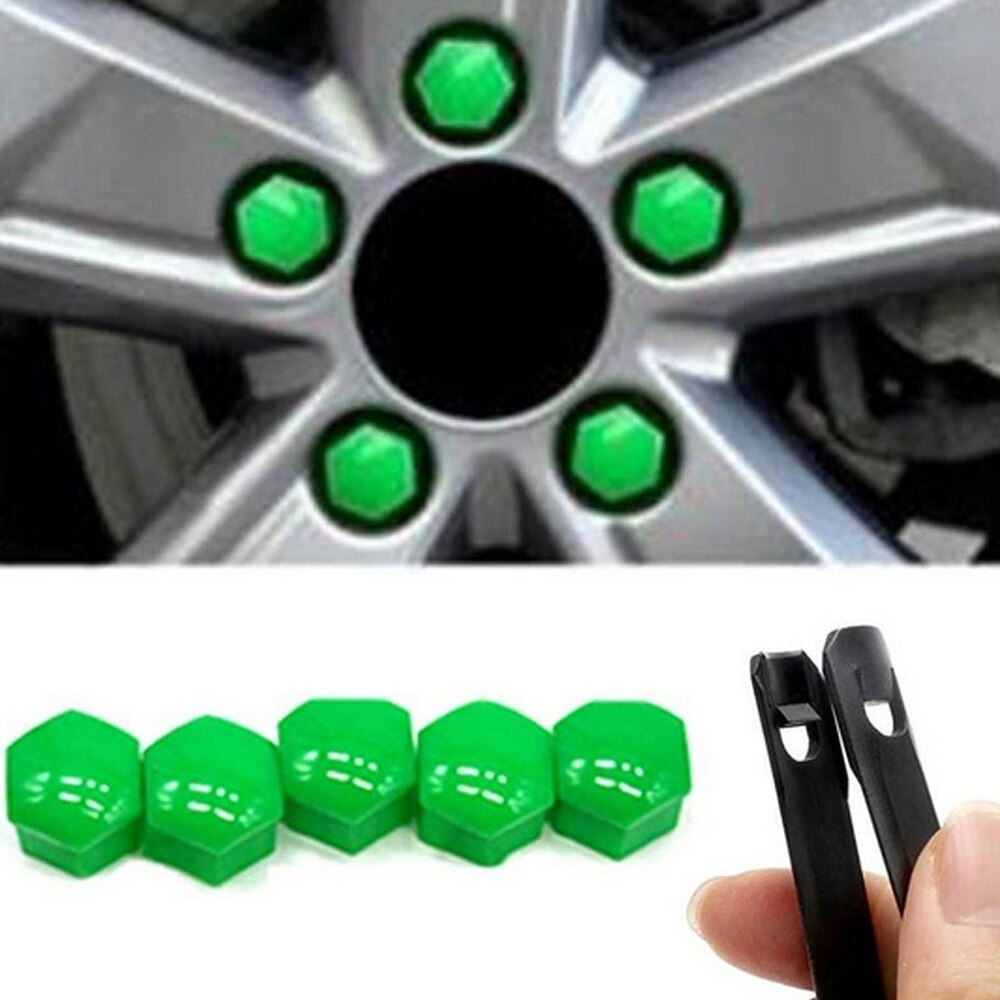 17 mm zwarte kunststof wielmoerkapjes 21 stuks met demontageclip