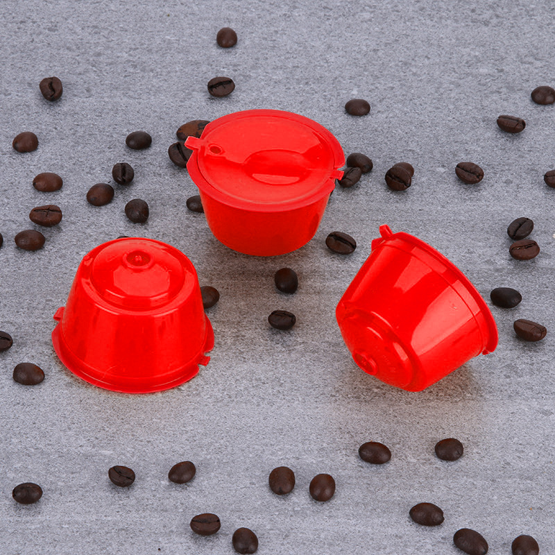 3 unids/lote cápsula de café Dolce Gusto reutilizable verde, cápsulas de cestas de filtro de café Dolce Gusto compatibles recargables de plástico: Rojo