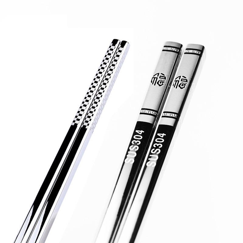 Palillos chinos de acero inoxidable, de dragón deslizante, juego de palillos de comida para sushi, Metal, hierro, coreano, portátil, 1 par: Round FU