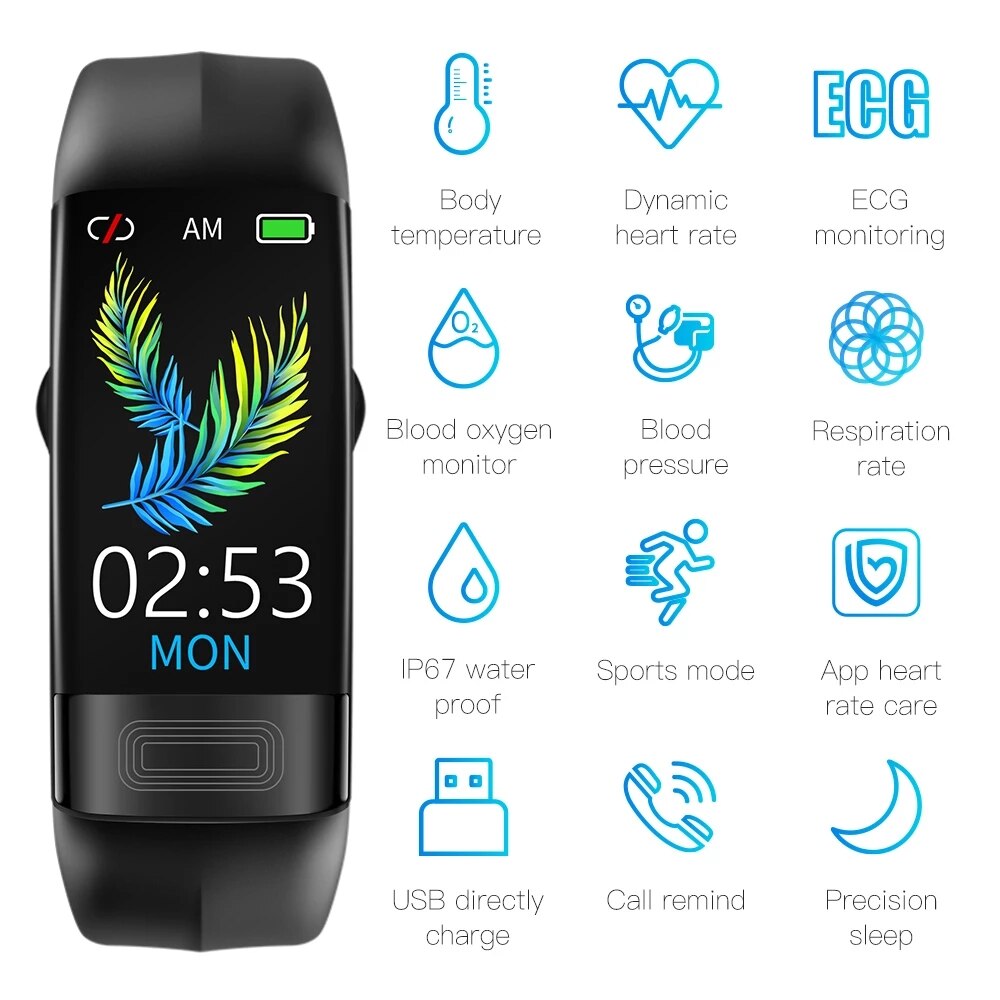 P11 Plus Body Temperatuur Monitoring Smart Polsband Ecg Ppg Band Hartslag Bloeddruk Zuurstof Armband IP67