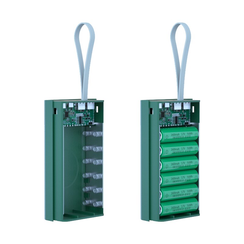 Powerbank-gehäuse mit push-pull-mechanismus, zwei usb-anschlüssen, digitalanzeige, kabellosem handy-ladegerät, diy-gehäuse für 12*18650 akkus
