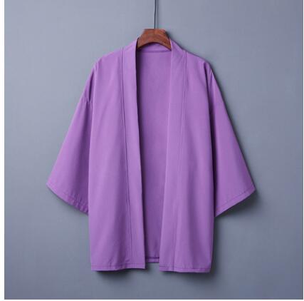 Spring Summer Plain Color Coat Japanese Kimono Cardigan Kimono Haori For Woman Man Loose Thin Outer Garment: J