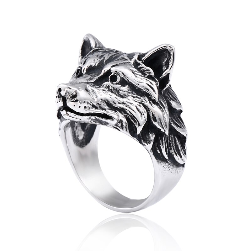 Edelstahl Nordischen Wikinger nordisch Wolf Ebene männer Ringe Punk Party Schmuck Ebene Ring