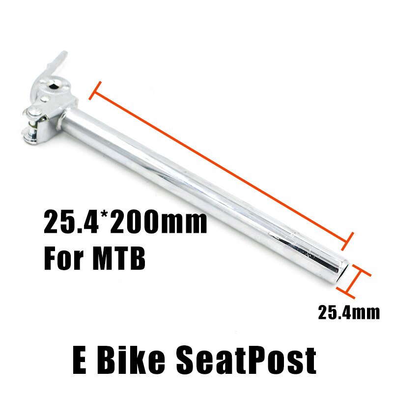 Jue Shuai Adjustable Electric Bike Reversible Seat Post Diameter 25.4 27.2mm Length 200 300 350mm Black Silver seatpost: 25.4 200MTB