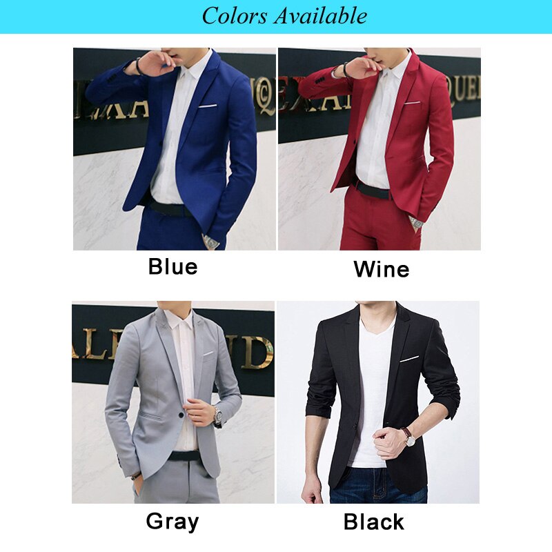 Mens Casual Formal Slim Fit One Button Suit Blazer Business Work Coat Jacket Top