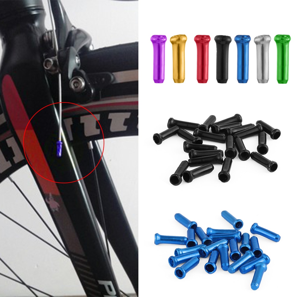 Embout de fil de frein vélo en alliage d'aluminium 20/50, manette de vitesse pièces, couvercle de Protection d'extrémité de câble, sertissages de vélo Durable de 6 couleurs