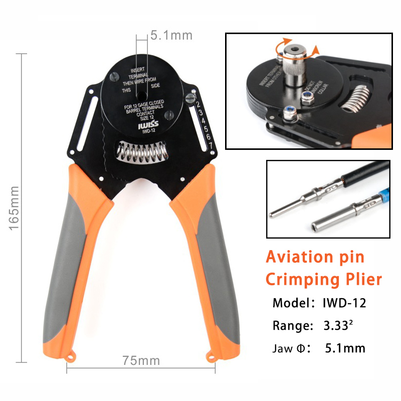 Iwd -16 crimper aviation pin piller handverktyg för tyska kontakter deutsch dt, dtm, dtp terminal  w2 tång 18/16/14 awg: Iwd -12