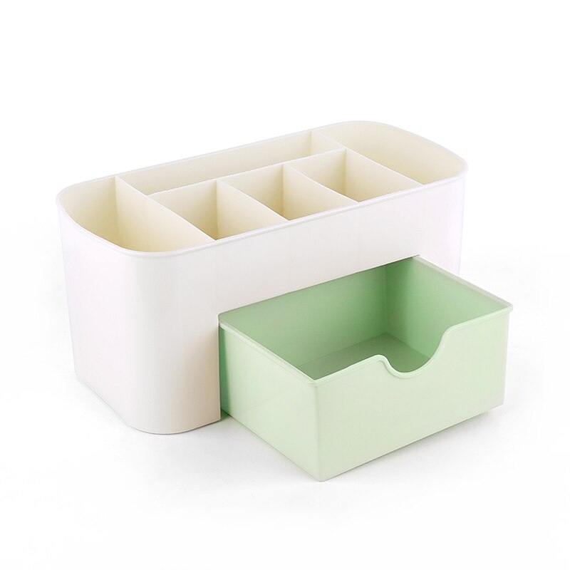 Caixa organizadora de maquiagem, grande capacidade de armazenamento de cosméticos, caixa de maquiagem, organizador de gaveta, recipiente de casa, telefone móvel, artigos diversos: Azul