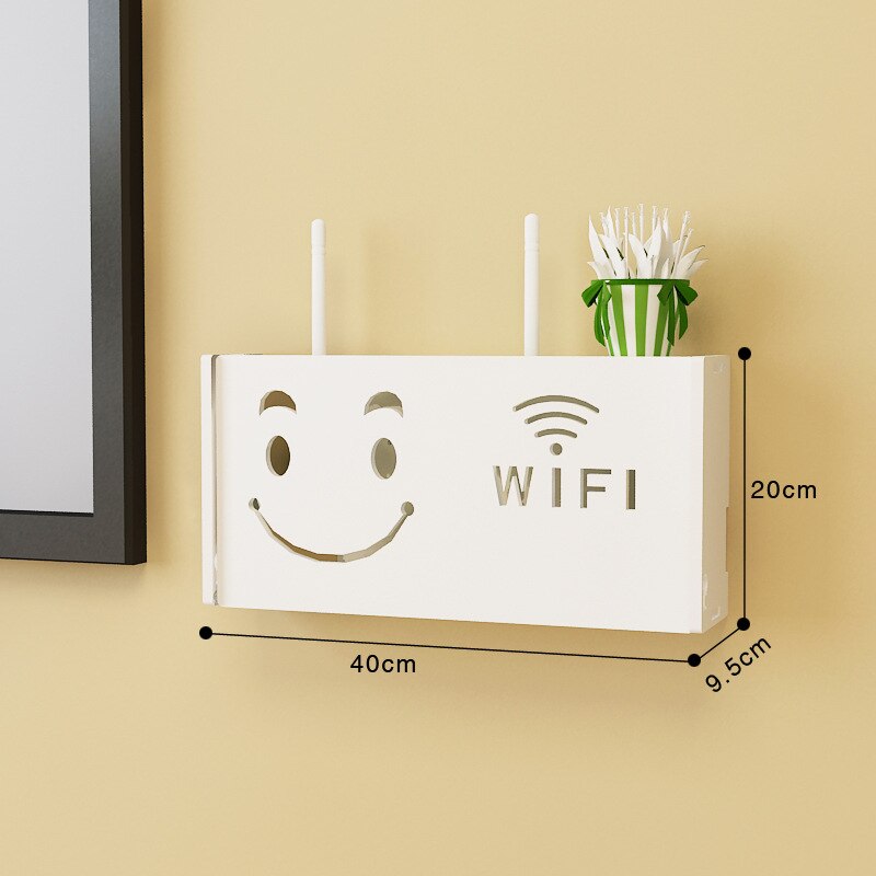 Wireless Wifi Router Box Wall-mounted Wood-Plastic Wall Shelf Hanging Plug Board Bracket Storage Box 3 Home DecorRack Organizer
