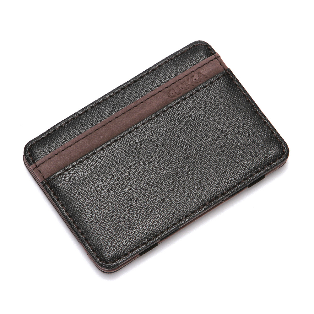 Magic Wallet Men/Women Sports Portable Wallet Cross Pattern Color Card Case Card Package Double-sided Folding: Dark Brown