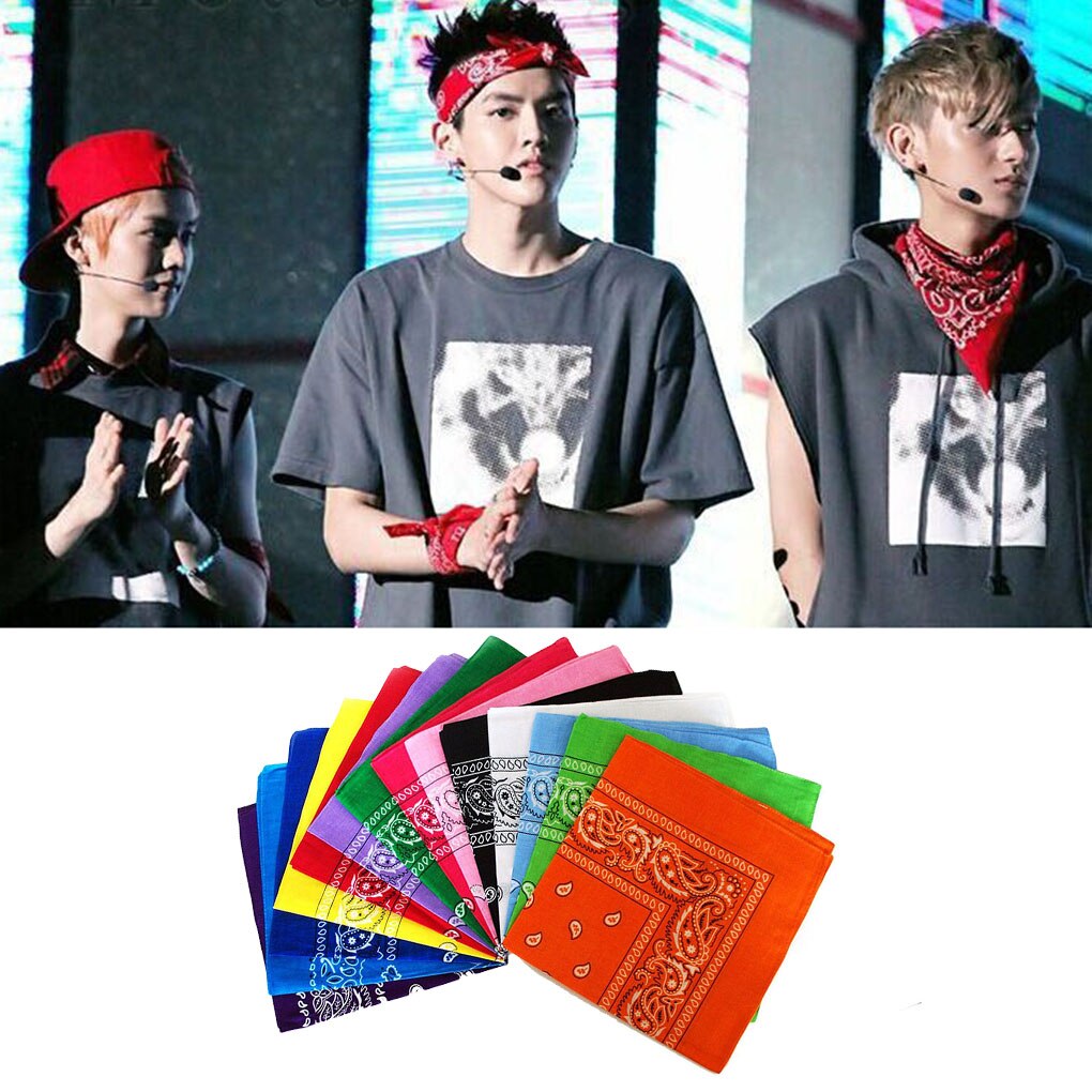 Hip Hop Cotton Bandana Square Scarf 54cm*54cm Black Red Paisley Headband Printed For Women/Men/Boys/Girls