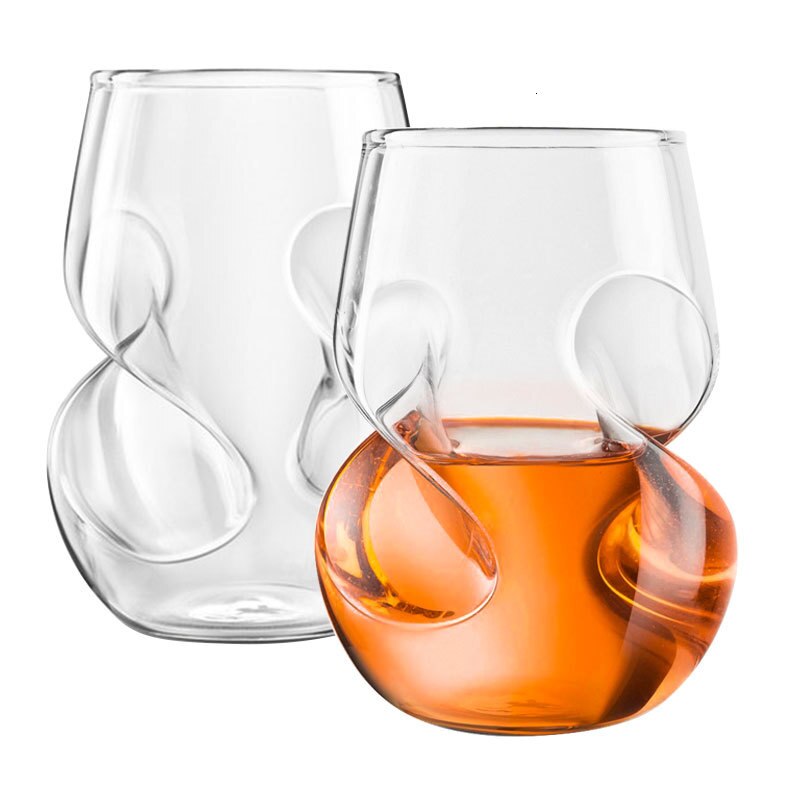 American Creativity Double Helix Spiral Old Fashioned Whiskey Glass Artistic Modeling Chivas Whisky Wine Glasses Tumbler Charms