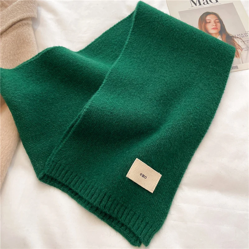 Bufandas coreanas de Cachemira para mujer, chales Pashmina suaves y cálidos para invierno, bufanda larga tejida de Color puro para mujer: Gris