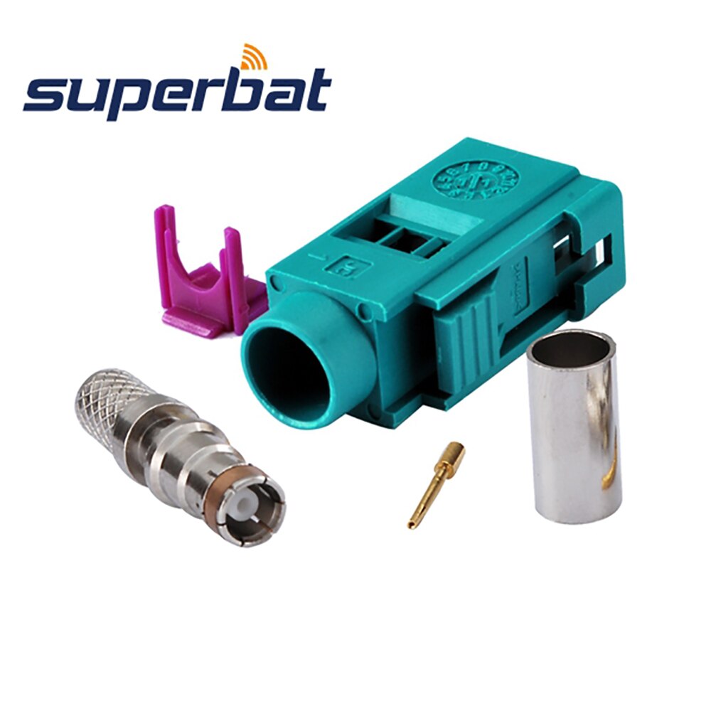 Superbat 10 stk fakra stik crimp hun vandblå  /5021 neutral kodning til koaksialkabel lmr 195 rg58