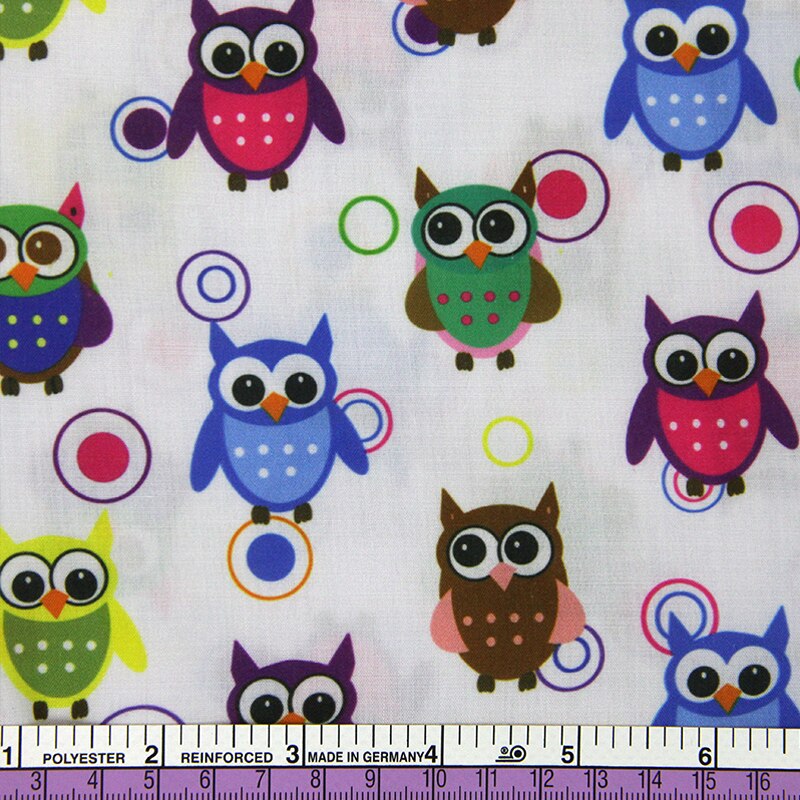 David tillbehör 50*145cm ugglor fågel djur polyester bomullstyg fortissue barn sängkläder hemtextil för sömnad ,c462: 1043094001
