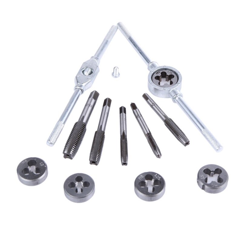 Alloy Steel Taps And Dies Set Screw Thread & Tap Wrench & Die Wrench Manual Metric Tapping Tool Kits 12 Pcs/set
