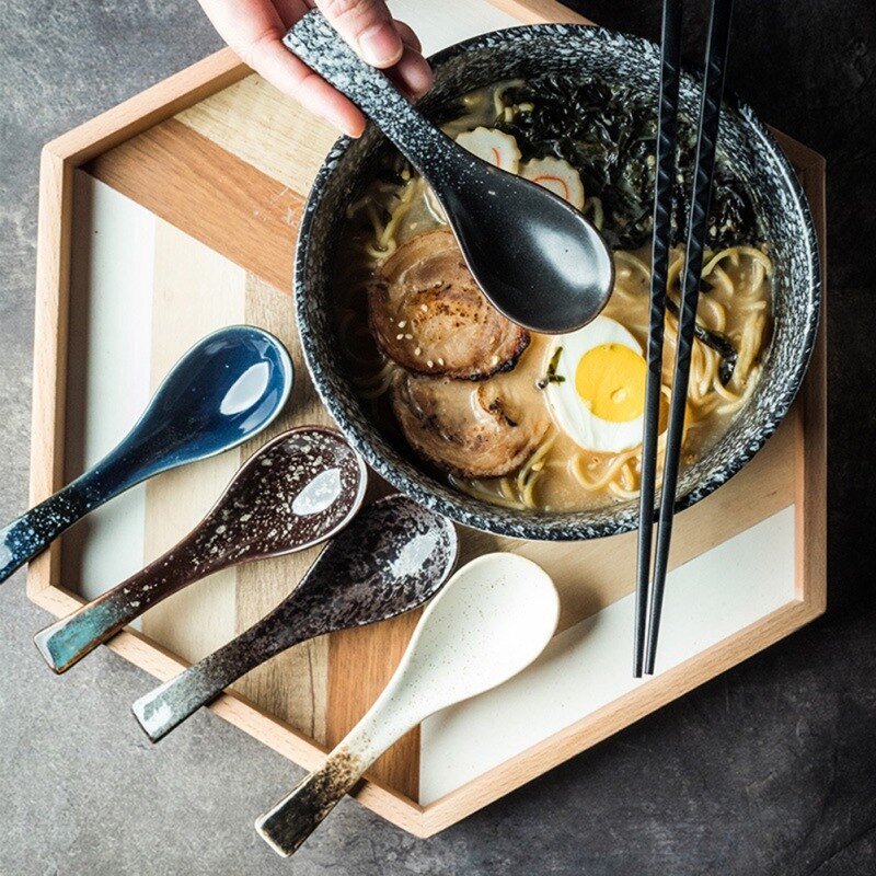 Japan Stijl Servies Soep Lepel Keramische Aziatische Soeplepels Voor Wonton Pho Miso Ramen Japanse Keuken Servies