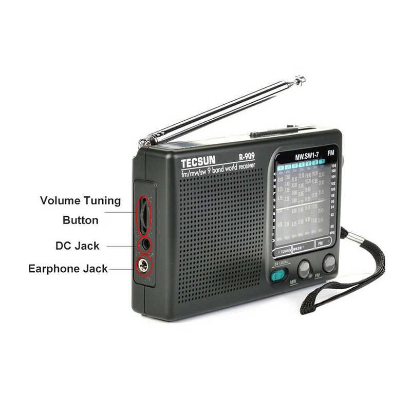 Newly Tecsun R-909 R909 Radio FM / MW / SW 9 Band Word Receiver Portable Radio Tecsun R909 Stereo Radio Convenient Radio