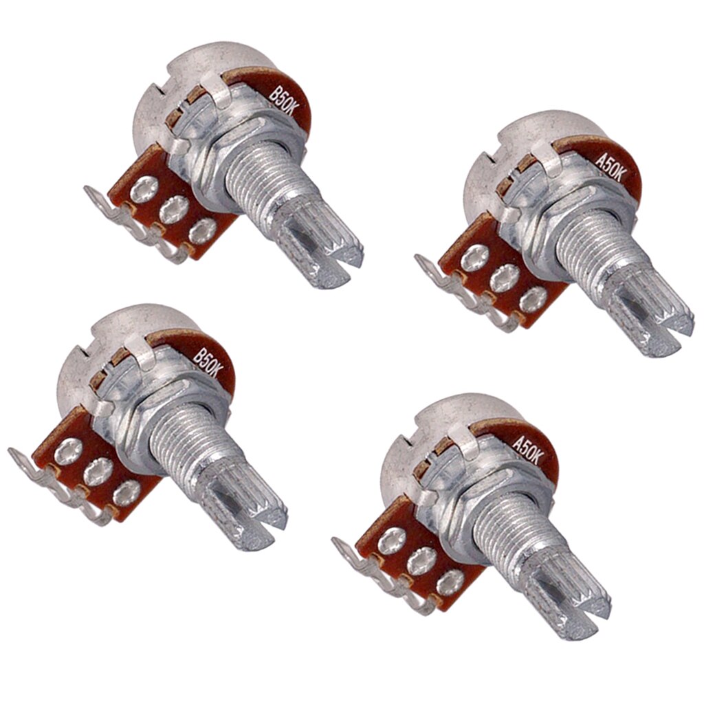 Guitar potentiometer pot A50k B50K 4-pack set 17mm dia tone volume control