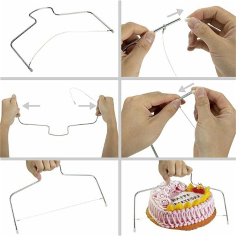 1PC Stainless Steel Adjustable Wire Cake Cutter Slicer Leveler DIY Cake Baking Tool Cake Scraper Kitchen Gagets