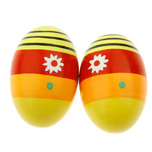 2 stk træ percussion musikalske æg maracas æg shakers børn legetøj  - 2 forskellige farver