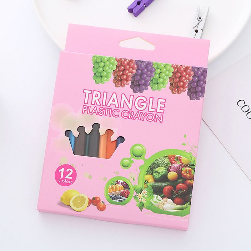 1 Juego de artículos de papelería lavables Lytwtw, dibujos animados, animales, frutas, material escolar, colores bonitos y encantadores, crayón para estudiantes: D-12Color