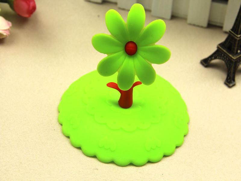 4pcs/lot Cute Anti-dust Silicone Glass Cup Cover Coffee Mug Suction Seal Lid Cap Cartoon LB 268