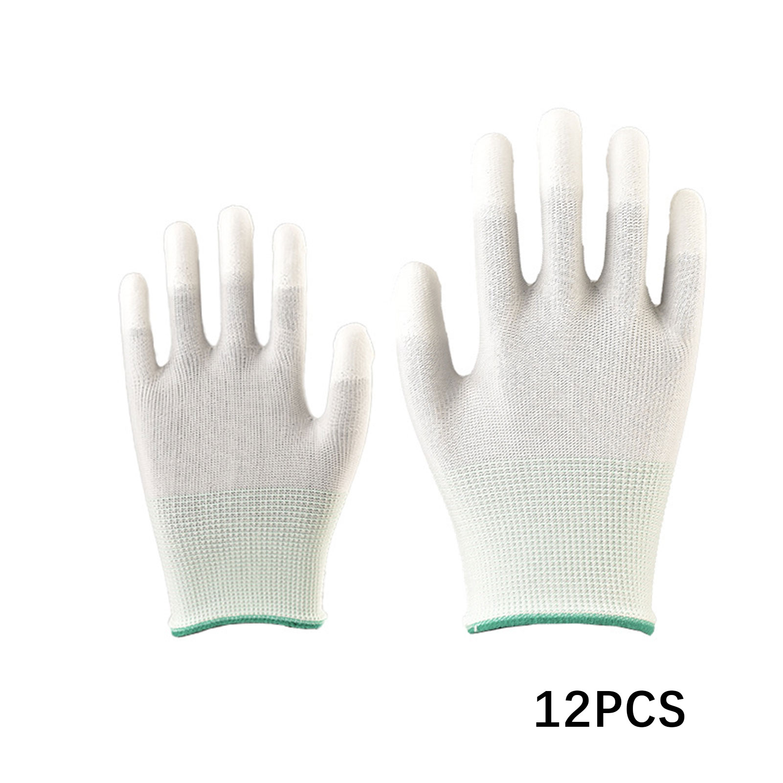 12 par antistatiska handskar nylon esd arbetshandskar pu-belagda handflata-/fingrar bärbara slitstarka isolerade handskar: Svart