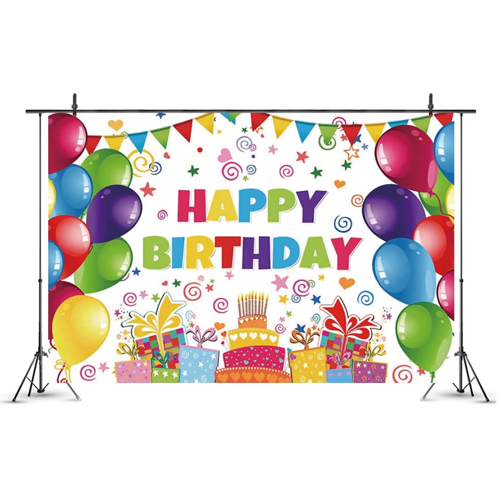 1st Baby Birthday Party Favors Balloon Poster Cake Banner Colorful Happy Birthday Poster Baby Shower Photo Background