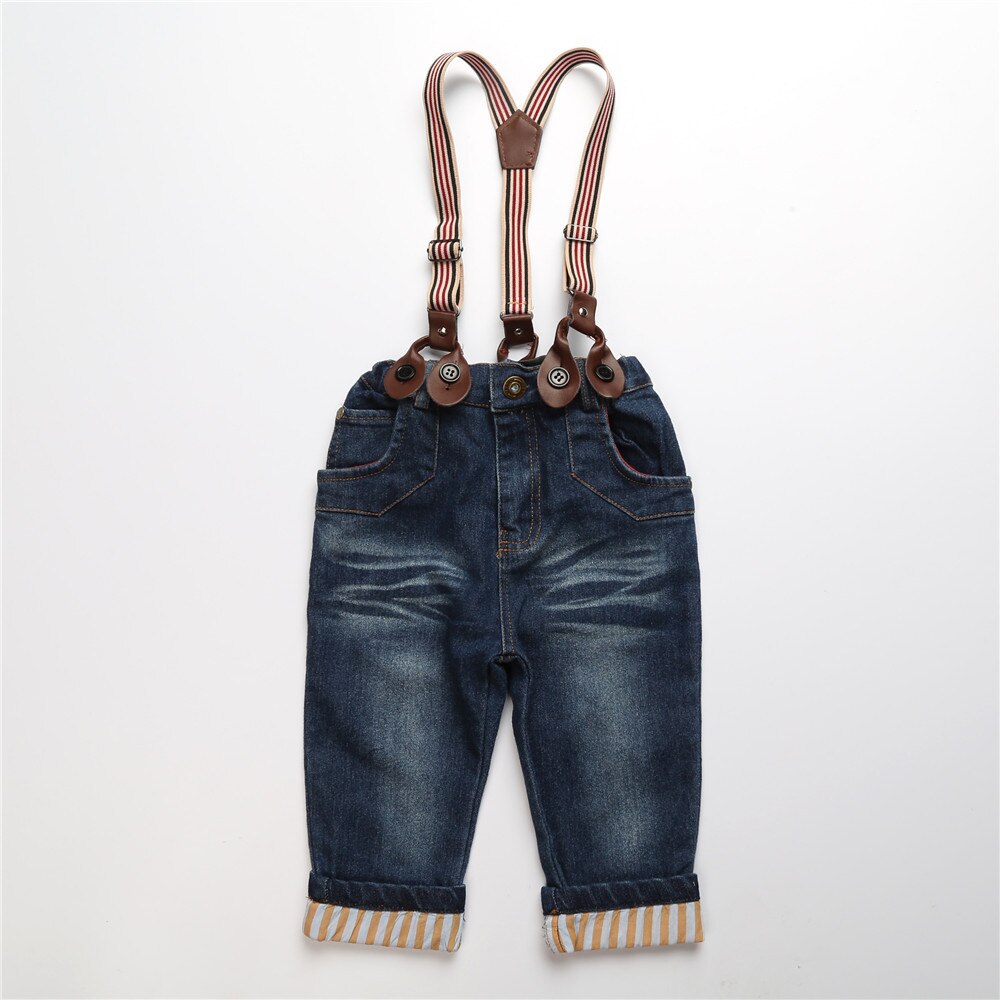 Hooyi drenge jeans sæt 3 stk plaid skjorte overall brandbil t-shirt jeans bukser seler børnetøj bil outfit bukser jakkesæt