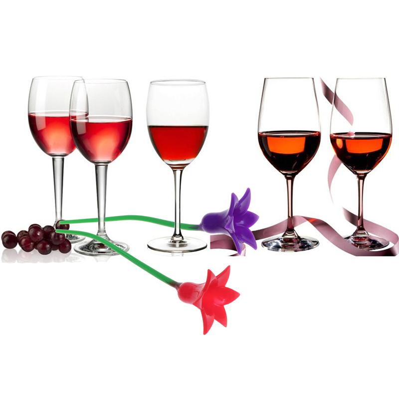 12 stk silikone blomst vinglas markører vinglas tags etiketglas identifikation perfekt til fester (tilfældig farve)