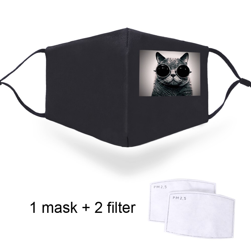 Máscaras de dibujos animados de con estampado Kawaii antipolvo para hombre y mujer, máscaras gruesas reutilizables y resistentes al viento de gran: C0207