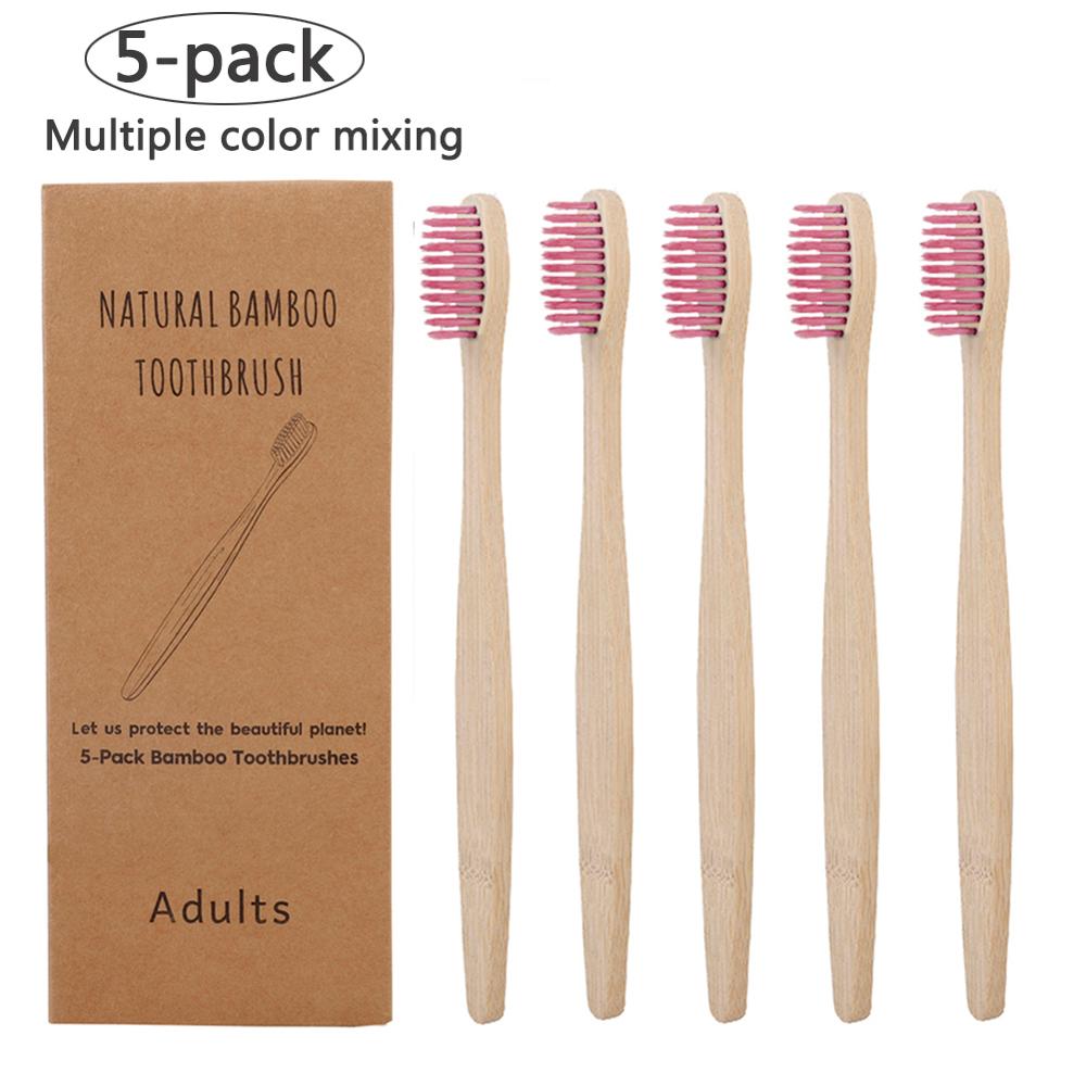 5 pack Adult Bamboo Toothbrushes Soft Bristles eco friendly cepillo dientes bambu Oral Care Toothbrush clareador de dente