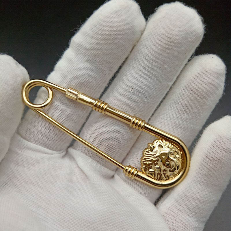 Broche de aleación con doble cabeza de león para hombre y mujer, alfileres de seguridad DIY, artefacto de cierre de cintura, traje, chaqueta, joyería decorativa, 3 uds.