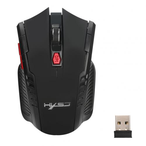 2.4G Mouse Senza Fili Del Mouse USB 2.0 Ricevitore Professionale Retto USB Scroll Mouse per il Computer Portatile Del Mouse Ottico Senza Fili PC Gamer: Black