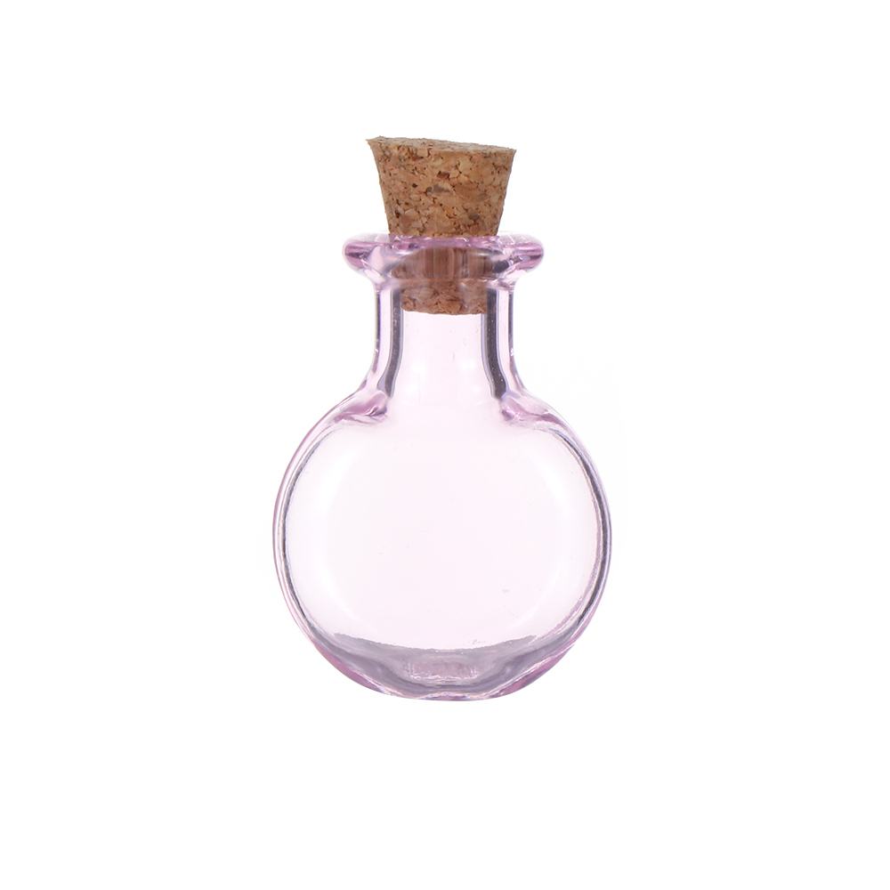 5Pc Mini Transparante Kurk Glazen Flessen Lege Sample Groene Kraal Potten Wishing Bulk Containers Decor Hangers Opslag Flacon: Pink-Oval Bottle