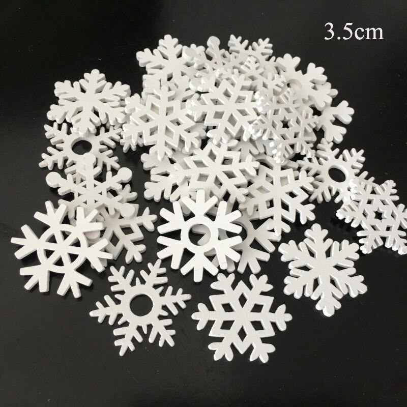 50pcs Natural Wood Christmas Ornaments Pendant Hanging Reindeer Tree Snowflakes Xmas Year Decor Home Decoration 62854: 2PD-62854