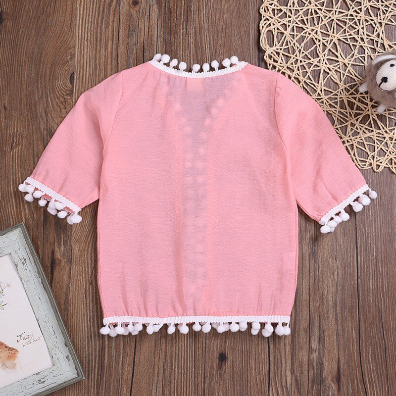 Baby Girl Clothes Summer Baby Girl Tassel Blouse Anti-UV Infant Toddler Children Clothes