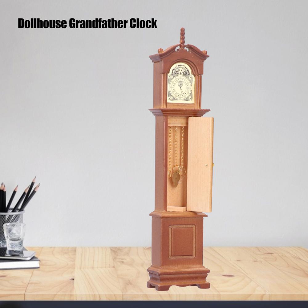 miniatures Dollhouse 1/12 Dollhouse Miniature Grandfather Clock Wooden Mini Model Furniture Accessory Cute For Kid Children