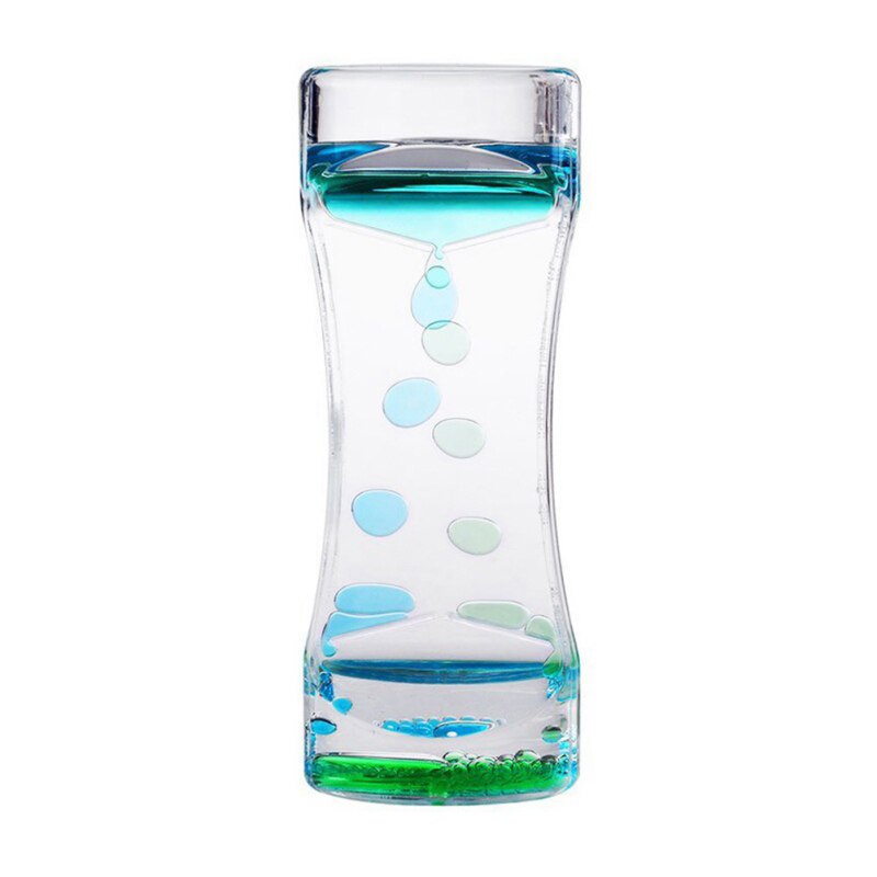 Double Color Sand Hourglasses Floating Oil Liquid Visual Motion Timer Glass Acrylic Clock Desk Ornament Acrylic Hourglass Timer: blue green