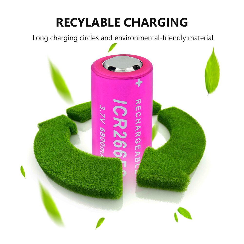 1/2/4 pièces 3.7v Volt ICR 26650 6800mAh Lithium Ion Li-ion 26650 batterie Rechargeable pour lampe de poche LED lampe frontale