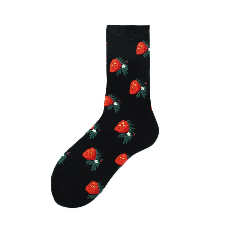 Dorosłe owoce bawełniane skarpetki soczyste cytryny pomidor borówka miód brzoskwinia truskawkowe cytryny pomidory jagody brzoskwinie truskawki: truskawka