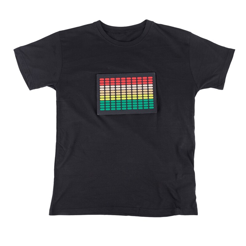 Mænd lydaktiveret led t-shirt lyser op blinkende rock disco equalizer kortærmet led t-shirt m