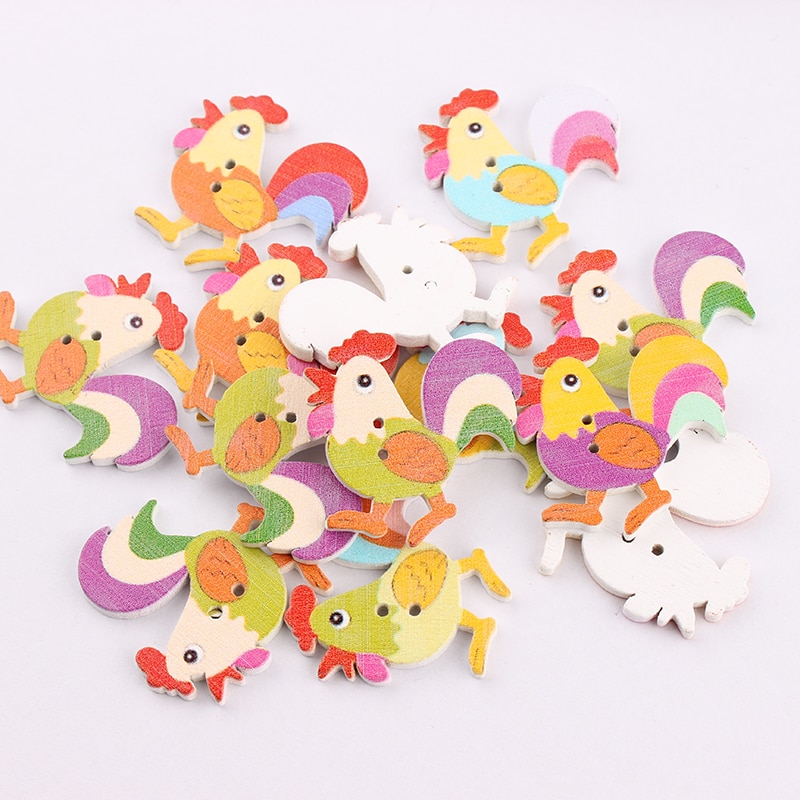 50 stuks veelkleurige grote pik knopen knop 2 gaten diy willekeurige houten knopen naaien scrapbooking accessoires 31*31.5mm